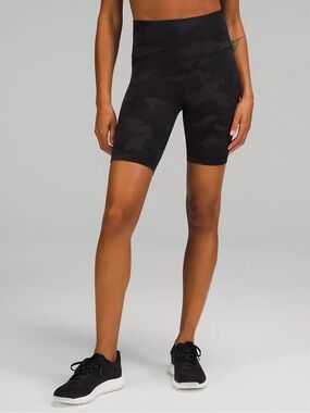 NEW lululemon athletica Black Camo High-Rise Bike Shorts